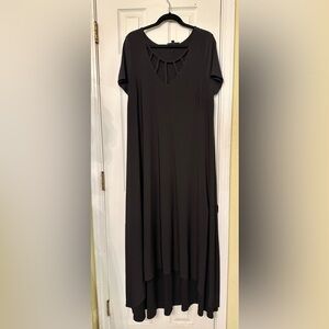 Lane Bryant Strappy Caged Cutout Front Black High Low Maxi Dress